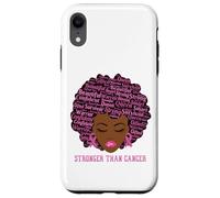 Carcasa para iPhone XR Black Women Queen Stronger Than Breast Cancer Pink Ribbon
