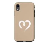 Carcasa para iPhone XR Blanco Arena Tan Mano Dibujado Corazón Lindo Estética