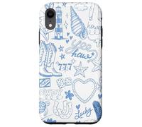 Carcasa para iPhone XR Blue Western Country Coastal Cowgirl Howdy Collage Estética