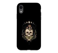 Carcasa para iPhone XR Boho Skull Moon Phases Polilla Gótica Witchcore Estética