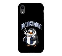 Carcasa para iPhone XR But First Coffee Sleepy Penguin Caffeine Lover