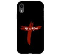 Carcasa para iPhone XR Camisa de Pascua Feliz con Texto en inglés He Is Risen Jesus Cross Scripture Matthew