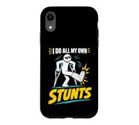 Carcasa para iPhone XR Camiseta con Texto en inglés I Do My Own Stunts Get Well Funny Injury Leg