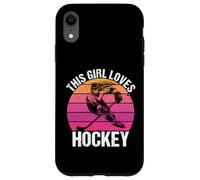Carcasa para iPhone XR Camiseta para fanáticos del Hockey con Texto en inglés This Girl Loves Hockey Shirt Game Day