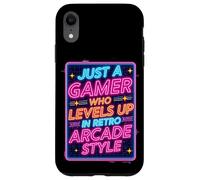 Carcasa para iPhone XR Camiseta para Videojuegos Estilo Arcade Retro de los 80 con diseño «Just a Gamer Who Levels Up»