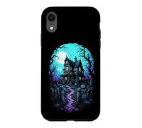 Carcasa para iPhone XR Casa embrujada Luna de Sangre Arte de Grabado en Madera