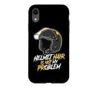 Carcasa para iPhone XR Casco de Motociclista Hair Not My Problem Calvo Motocicleta Rider