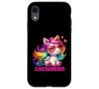 Carcasa para iPhone XR Cassandra - Unicornio Colorido con Nombre Personalizado para Mujeres y