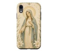 Carcasa para iPhone XR Católica Virgen María Floral Oración Arte Mirada Devocional
