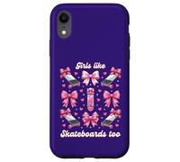 Carcasa para iPhone XR Chicas como Skateboards Too Pink Bows Skater Girl Coquette