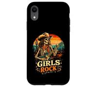 Carcasa para iPhone XR Chicas Rock Cowgirl Guitarra Retro Western Rock'n Roll Esqueleto
