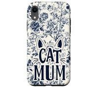 Carcasa para iPhone XR Chinoiserie Floral Cute Orejas Bigotes Azul Best Cat Mum