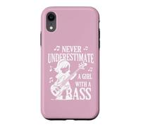 Carcasa para iPhone XR Cita Divertida del Guitarrista Nunca Subestimes a una Chica con un bajo