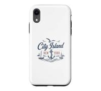 Carcasa para iPhone XR City Island Bronx New York Nautical Anchor Vintage Velero