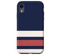 Carcasa para iPhone XR Classic Navy Red White Horizontal Stripes Chic Pattern