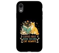 Carcasa para iPhone XR Coffee First Book Second Cat Always Reading Library Cat Love