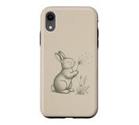 Carcasa para iPhone XR Conejo Amantes Soplando Diente De León Naturaleza Cottagecore Gráfico