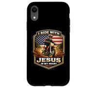 Carcasa para iPhone XR Corro con Jesús en mi corazón American Dirt Bike Rider USA
