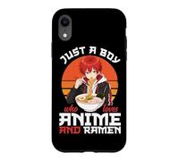 Carcasa para iPhone XR Cuenco de Fideos japoneses Just A Boy Who Loves Anime y Ramen