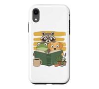 Carcasa para iPhone XR Curious Reading Animals Frog Raccoon Dog Book Lover
