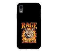 Carcasa para iPhone XR Cute Cat Rage Consume Divertida y sarcástica Flor de Gatito