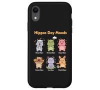 Carcasa para iPhone XR Cute Hippo Day Moods - Divertido diseño de emociones de hipopótamo
