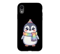 Carcasa para iPhone XR Cute Kawaii Penguin Rainbow Beanie Scarf Winter