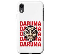 Carcasa para iPhone XR Daruma Máscara Roja Texto Arte Repetir Expresión Audaz