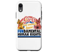 Carcasa para iPhone XR Derechos Humanos Fundamentales para Niñas Retro Floral Rainbow