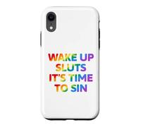 Carcasa para iPhone XR Despierta es Hora de pecar Texto Divertido del Arco Iris