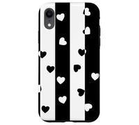 Carcasa para iPhone XR Día de San Valentín Negro Blanco Rayas Verticales corazón Minimalista