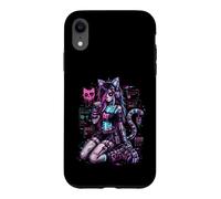 Carcasa para iPhone XR Diseño de Anime Cyber Goth Girl Skeleton Glitch al Estilo Y2K