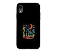 Carcasa para iPhone XR Diseño Magic Happens After Dark Moon & Flowers