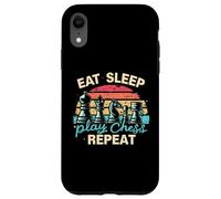 Carcasa para iPhone XR Divertida Camiseta Eat Sleep Play Chess Repeat para un Jugador de ajedrez
