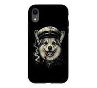 Carcasa para iPhone XR Divertida Pipa de Fumar para Perros Corgi, Nautical Captain Dog Aver