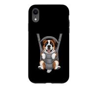 Carcasa para iPhone XR Divertido Cachorro de San Bernardo en un portabebés. Amante de los Perros