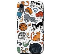 Carcasa para iPhone XR Divertido Gato Doodle Patrón Colorido Amante De Las Mascotas