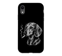 Carcasa para iPhone XR Divertido Perro Salchicha fumando Salchichas