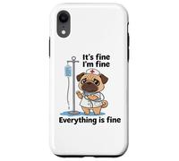 Carcasa para iPhone XR Divertido Pug Enfermera Humor Estresado RN Cita Amante de los Perros