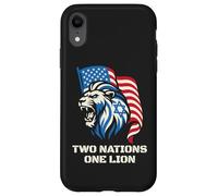 Carcasa para iPhone XR Dos Naciones Un León - Diseño Patriótico de Estados Unidos Israel