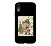 Carcasa para iPhone XR Elefante Santa's Elf Christmas Tree Presents Retro Holiday