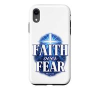 Carcasa para iPhone XR Faith Over Fear Phil 4:13 Cruz Cristiana versículo bíblico