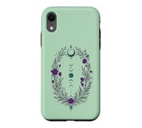 Carcasa para iPhone XR Fases Lunares Corona Botánica con Flores Violetas y Hojas
