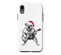 Carcasa para iPhone XR Fiesta de Navidad con Guitarra de Papá Noel Bulldog Ingl