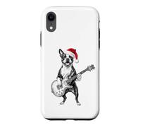 Carcasa para iPhone XR Fiesta de Navidad con Guitarra de Santa Boston Terrier