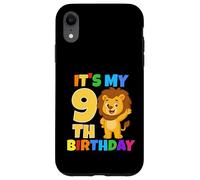 Carcasa para iPhone XR Fiesta temática de Safari de león de 9 años con Texto en inglés It's My 9th Birthday