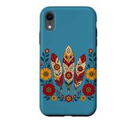 Carcasa para iPhone XR Floral Boho Plumas Motivos Folk Ornamental Tribal Western