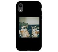 Carcasa para iPhone XR Foto Retro de Gatos con Cerveza Divertida, Divertida Fiesta de Gatos enfriados con Alcohol