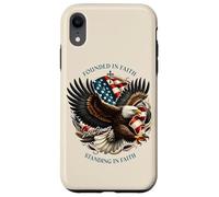 Carcasa para iPhone XR Founded and Standing in Faith Vintage Watercolor Eagle 1776