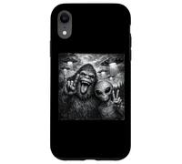 Carcasa para iPhone XR Funny Alien and Bigfoot Selfie UFO Rock on Sign Sasquatch
